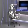 Vidaxl Gaming Armchair with Footrest, Black-White, Faux Leather