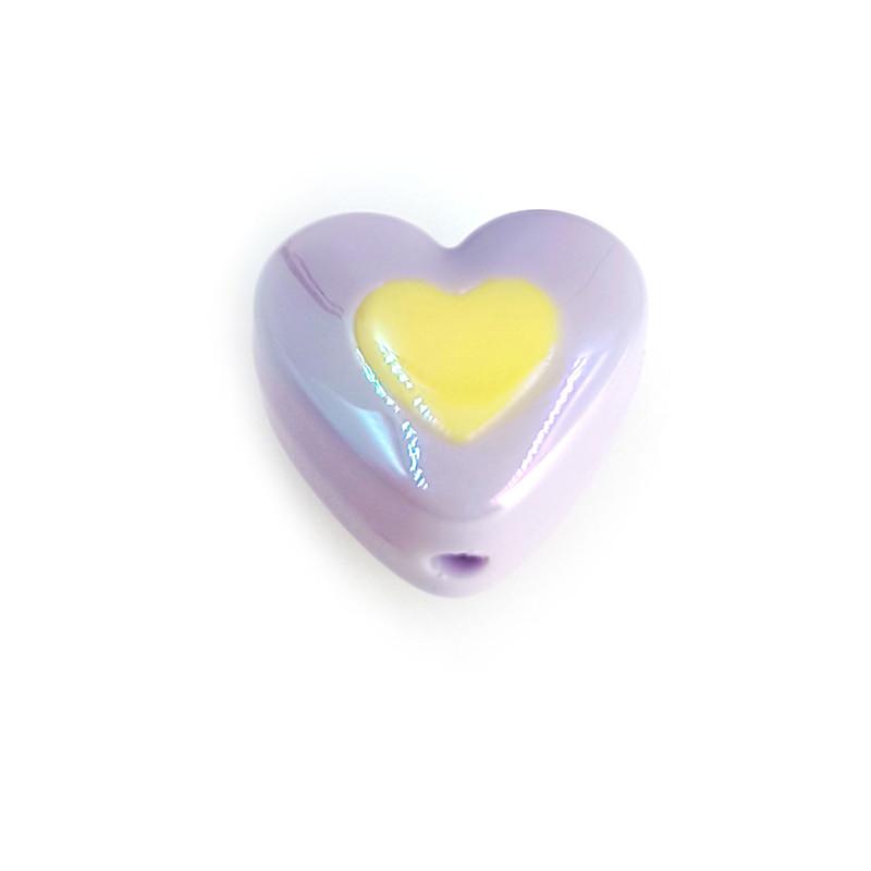 DIY Love Heart Fashion Handmade Two Color 10Pcs DIY Bracelets Necklace Making Earrings Loose Beads 3D UV Plated Light Color Series Material