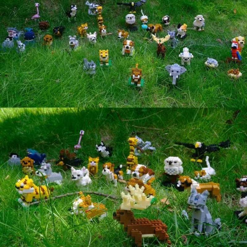 Mini Animals Micro Particle Building Blocks Diamond Bricks Cat Dog Parrot Corgi Flamingo Models Assembly Toys For Kids Children