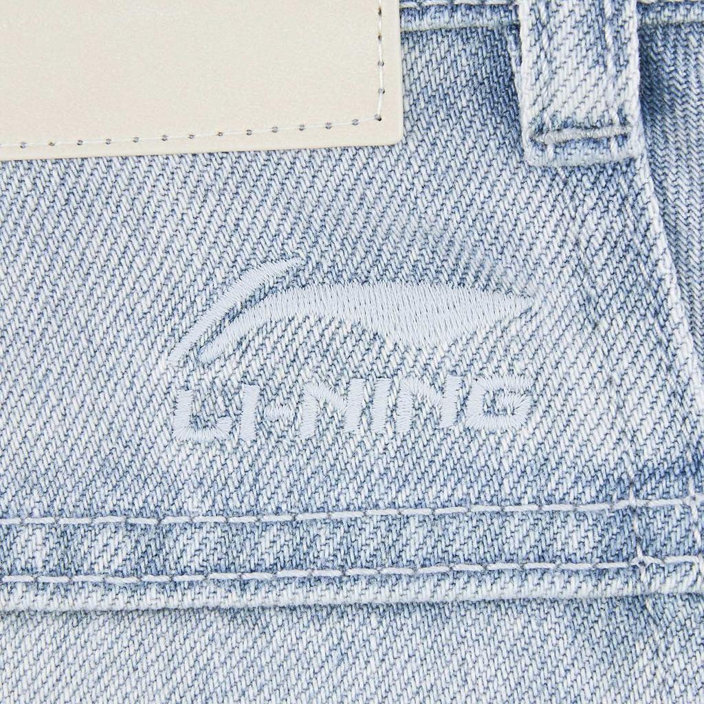 Li Ning Sports Lifestyle Series Logo Stitching Denim Pants Men bottoms AJQW001-1