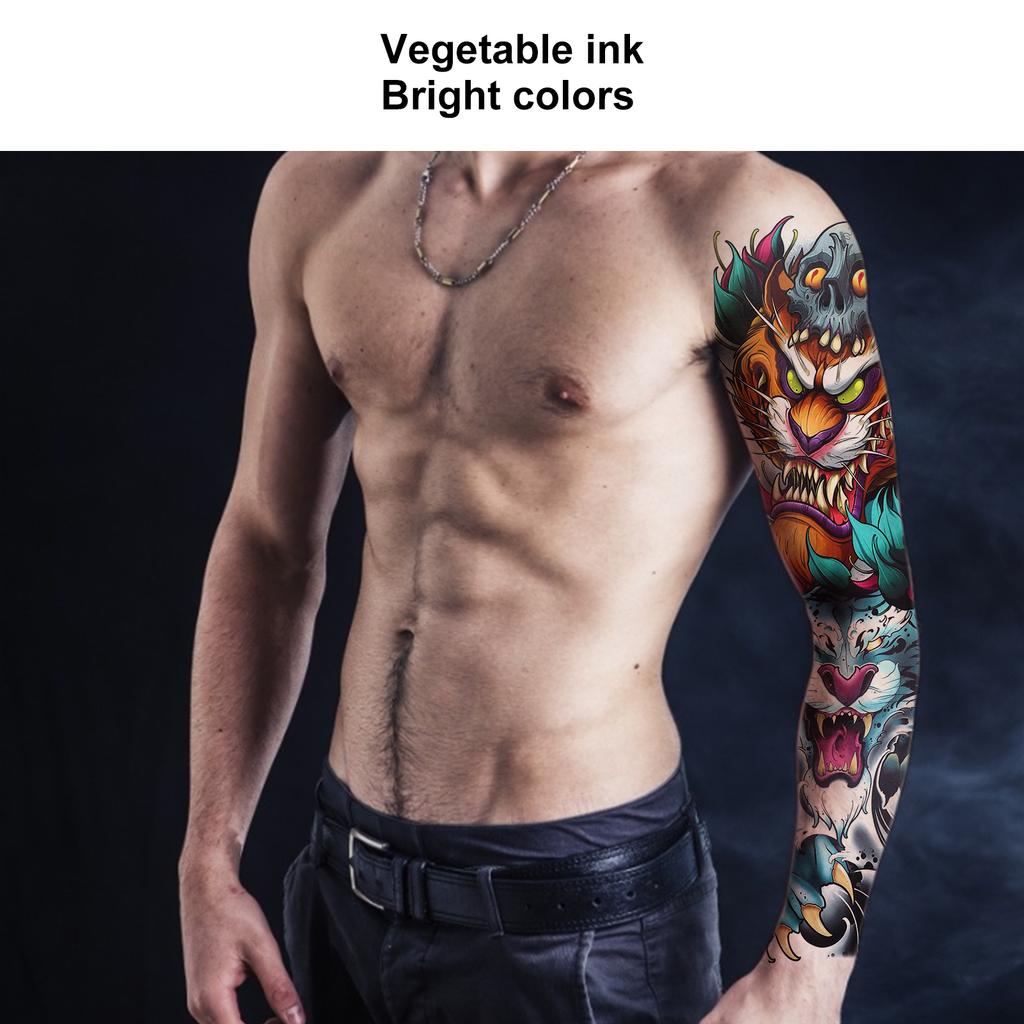 8 Sheets Full Sleeve Temporary Tattoos Watrproof Full Arm Fake Sleeve Tattoos Stickers Body Art for Women Man