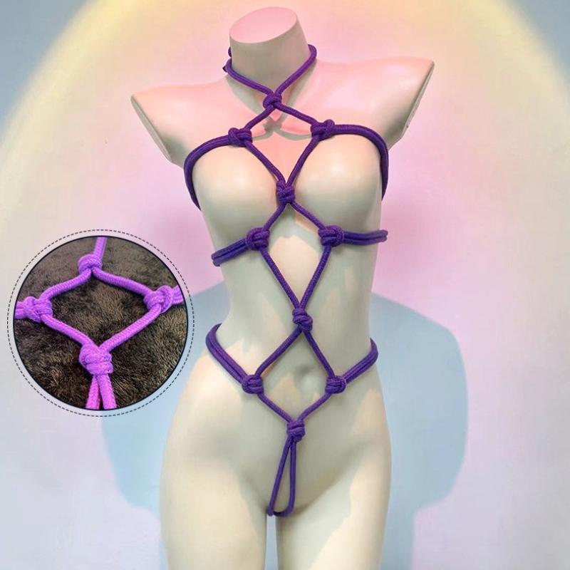 Women Sexy Bondage Erotic Costumes Hollow Transparent Bodysuit High Elastic Bundled Harness Belt Porn Underwear Lingerie