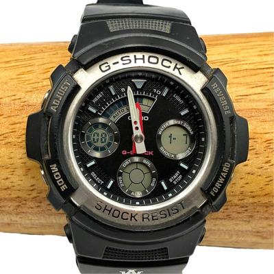 Working / New Battery / Translated CASIO Casio G-SHOCK Watch Digiana Quartz AW-590 Black Silver 2-needle Digital QZ [bs17]