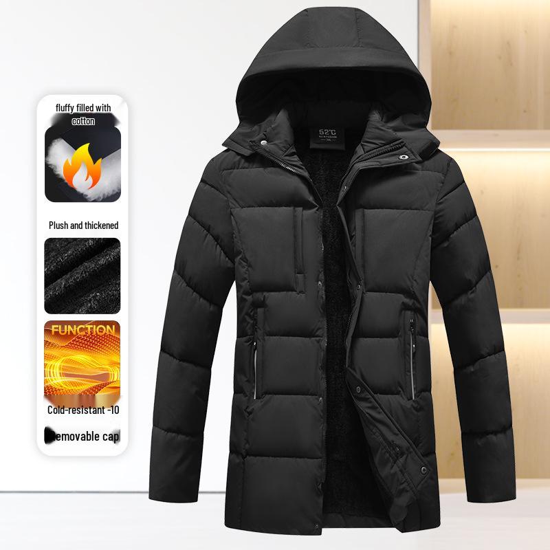 Winter 2025 Men's 3D Fashion Detachable Hooded Thick Cotton Jacket with Velvet Lining