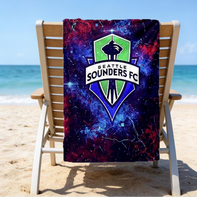 Sea-ttle Fc Logo Printed Beach Towel, Super Soft Microfiber, Perfect Gift Birthday, for Pool, Beach, Travel, for family and friends