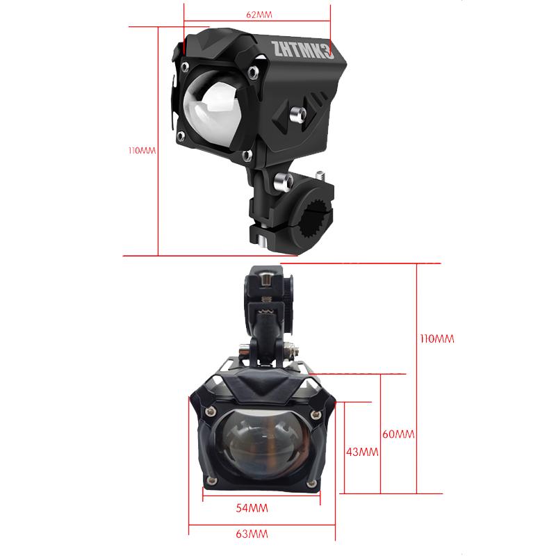 Motorcycle Spotlight Fog Light Low High Beam Headligh With Red DRL Auxiliary Flash Lamp For Off Road Driving Light  ATV UTV Truck With Wiring Harness