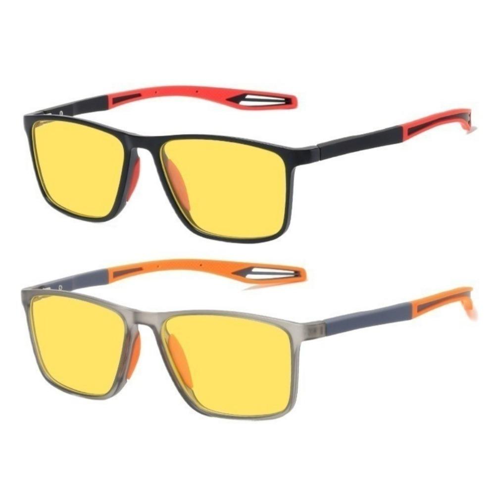 2PCS Night Posensitive Color Changing Sports Glasses for Men Fashionable and Trendy UV Resistant Glasses