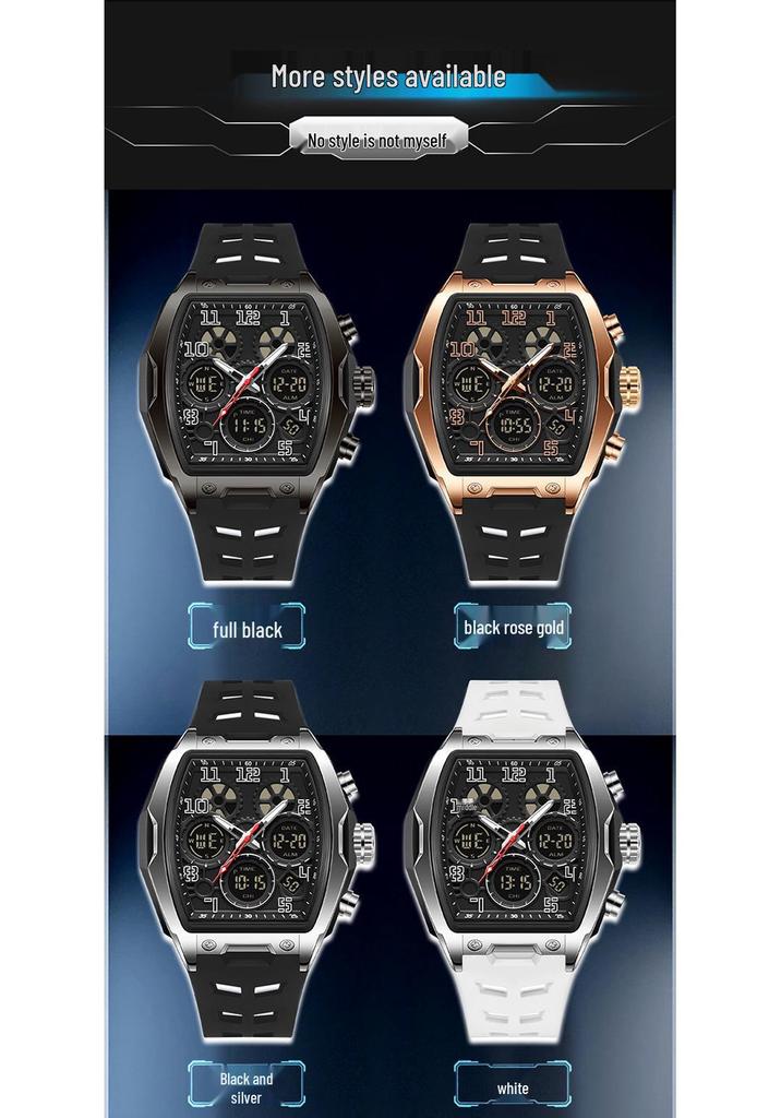 Sanda Dual Display Waterproof Barrel-Shaped Electronic Watch with Alarm for Students and Parties