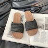 Flat Bottom Woven Hollow One-word Slippers Women's Summer Wear 2025 New Bohemian Vacation Travel Cool Slippers Women