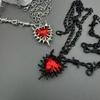 Gothic Necklace With Unique Dark Heart And Exaggerated Charm Pendant With Distinctive And Trendy Jewelry Accessory