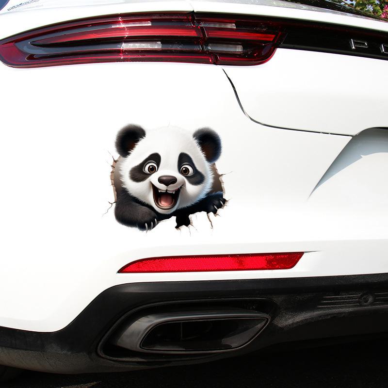 HD 3D Panda Car Stickers Scratch Covering UV Cartoon Car Body Door Stickers Personalized Creative 3D Electric Car Stickers