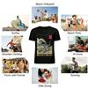 Ukiyo-e Style Walking Shark Fun Print Casual Short Sleeve T-shirt Pure Cotton T-shirt