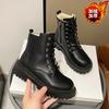 Martin boots women's shoes spring and autumn 2024 new high-top casual platform short boots square root lace-up velvet locomotive boots women
