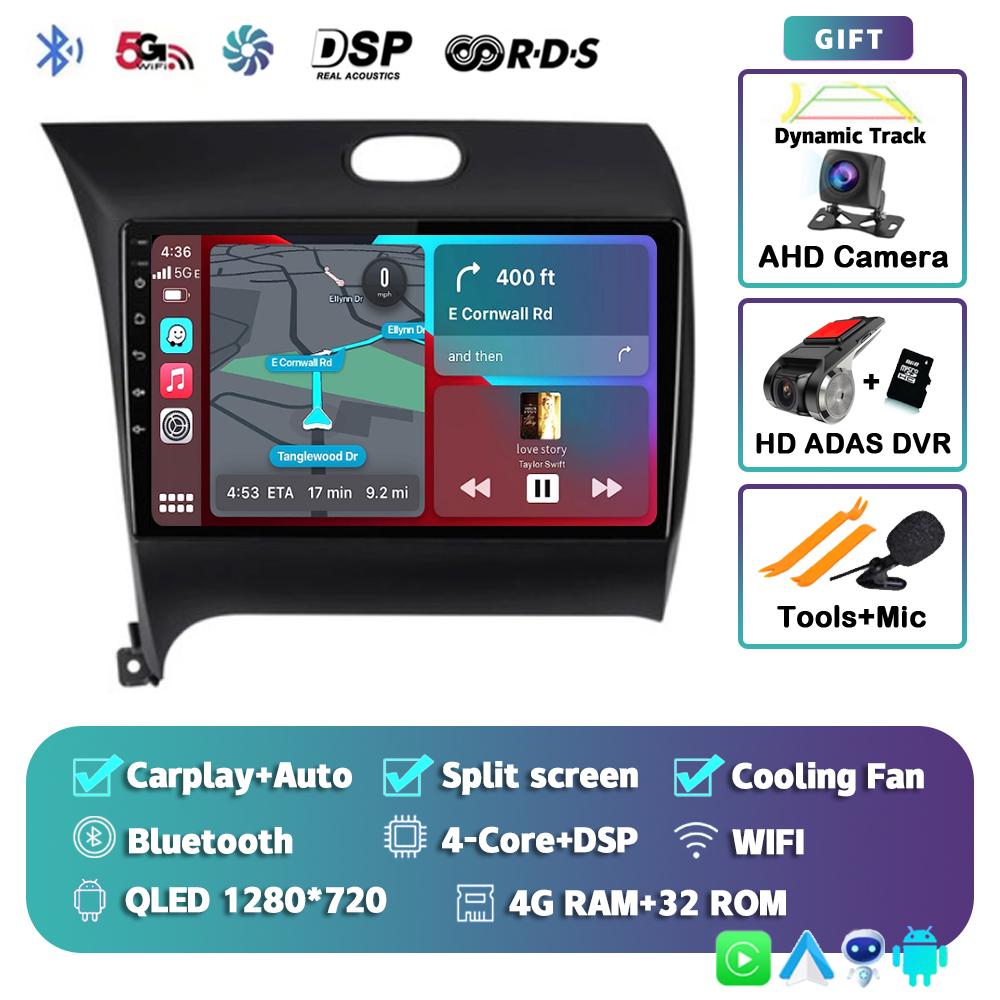 Android 14 Carplay Auto Car Radio For Kia K3 Cerato 3 Forte 2013-2017 Multimedia Video Player Navigation GPS 2Din 4G+WIFI Stereo