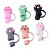 6Pcs Silicone Cat Paw Straw Covers Reusable Cat Paw Straw Caps Dust-Proof Funny Tumbler Straw Toppers for Stanley 30/40 OZ Cups