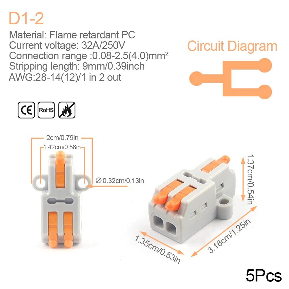 Mini Quick Wire Conductor Connector Universal Compact 2/3 Pin Splicing Push-inTerminal Block 1 in multiple out with fixing Hole