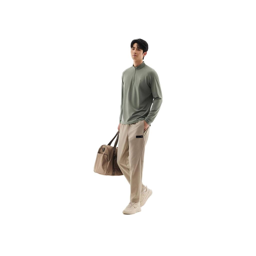 Anta Comfortable Casual Thick Simple Stand Collar Sweatshirt Men Tops Light-Green 952615403-2