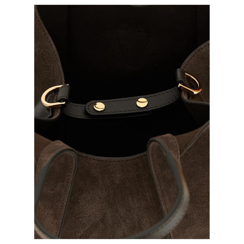 Tods T Timeless Logo da Marca Ferragens Douradas Couro de Bezerro Bolsa Tote Bolsa de Compras Bolsa de Mão Mini Bolsa Tote Feminina Marrom XBWTSBA9100P3AS808