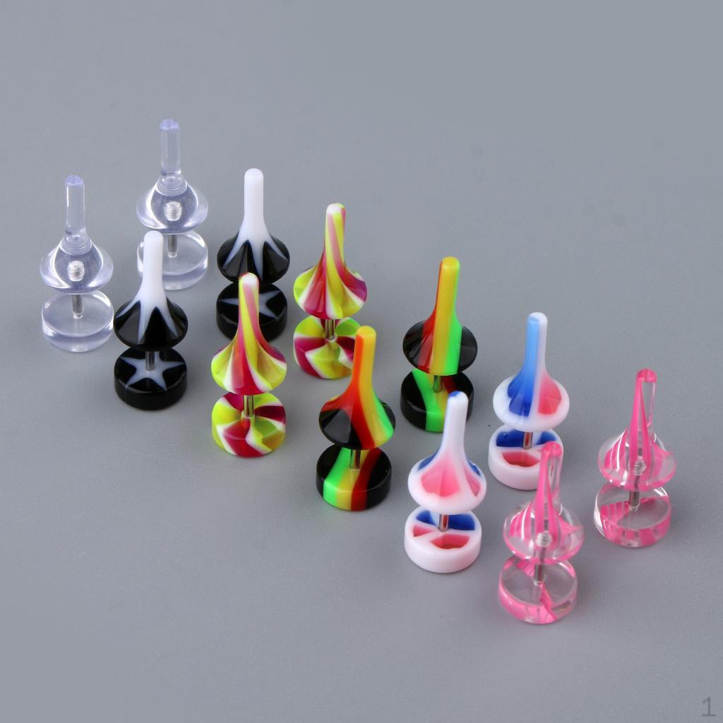 

6 пар акриловых сережек-туннелей из нержавеющей стали, 16 г