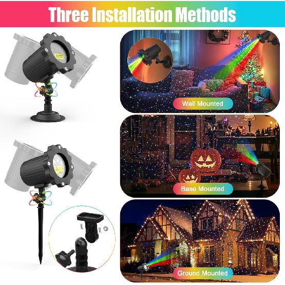 Waterproof Firefly Laser Projector Lights Outdoor,12 Effect Moving RGB Lights Show Laser Projection with RF Remote and Timer for Wedding Halloween