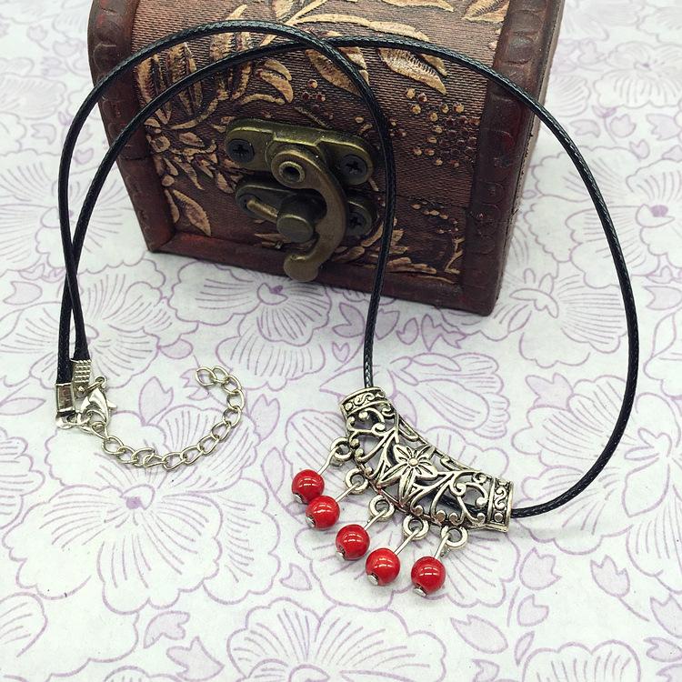 Fashion Necklace Accessories Bohemian Jewelry Miao Silver Sapphire Silver Flower Natural Chalcedony Short Clavicle Necklace