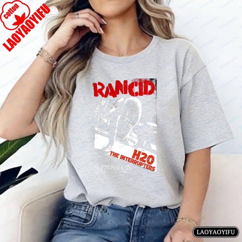Rancid H2O The Interrupters Band Logo Print Casual Streetwear Unisex Cotton TShirt Summer Trendy Cool Y2k Tops for Women Unisex
