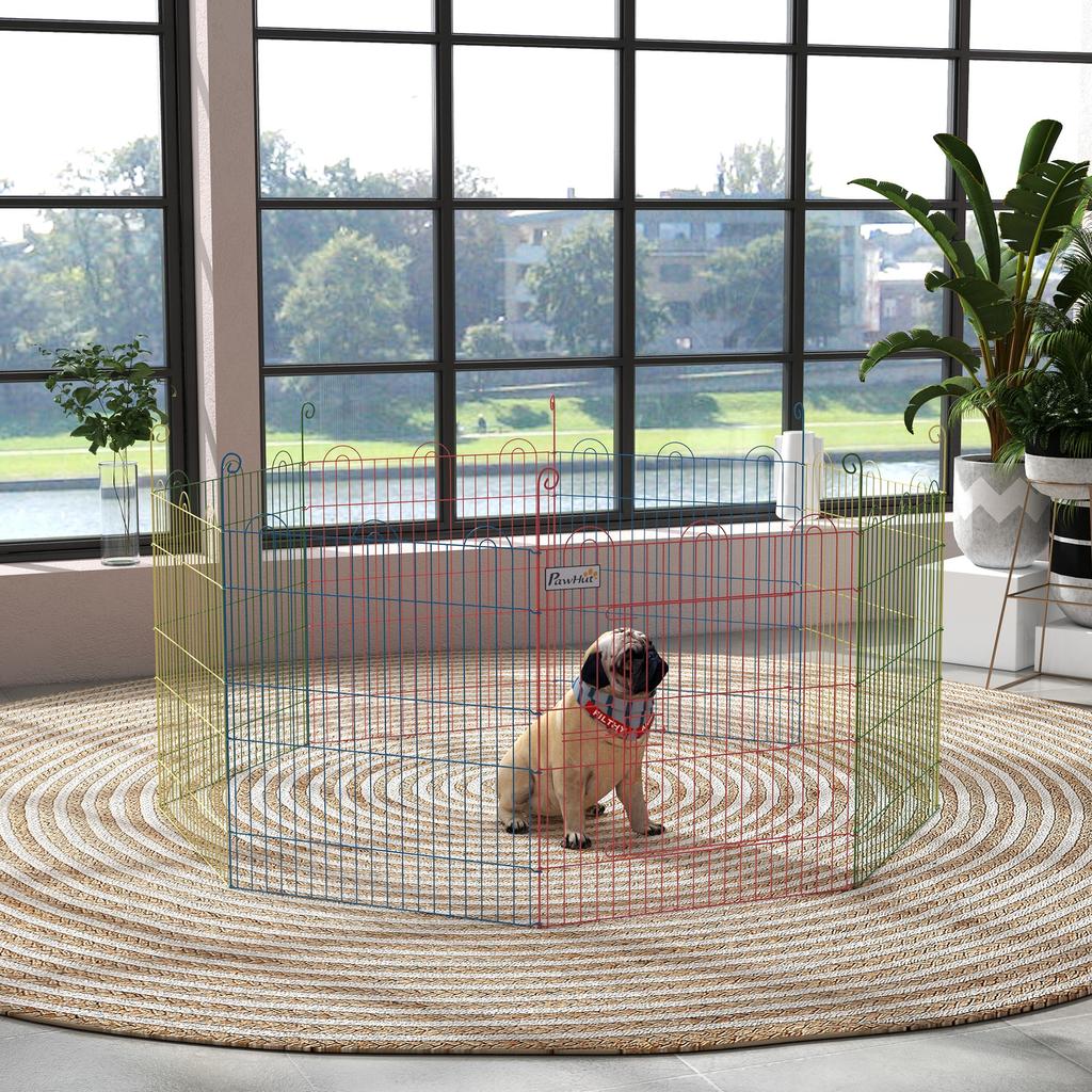 Pet Playpen Crate, with Eight Panels, Door, for Indoors and Outdoors, 60H X Diameter 156cm