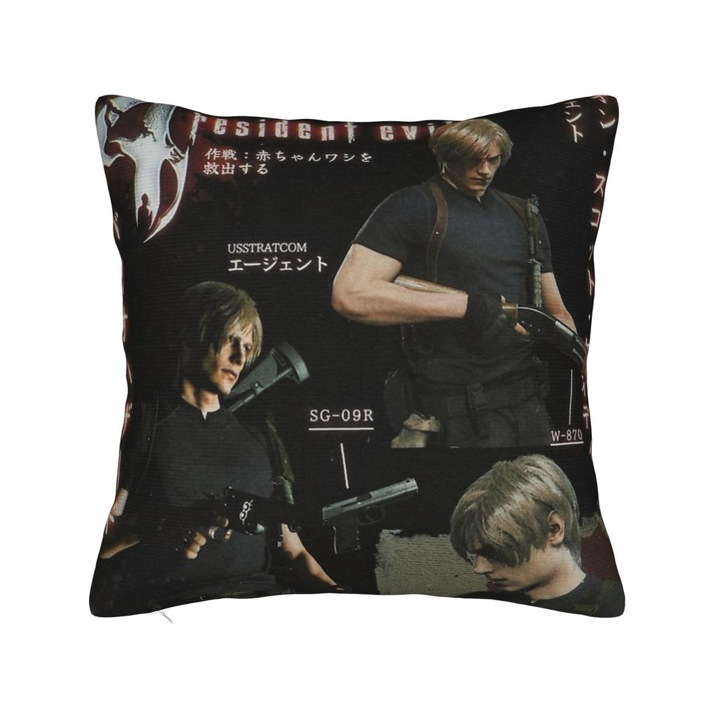 Romantic Pink Bow Leon S Kennedy Pillowcase Printed Fabric Cushion Cover Gift  Throw Pillow Case Cover Home Square 18"
