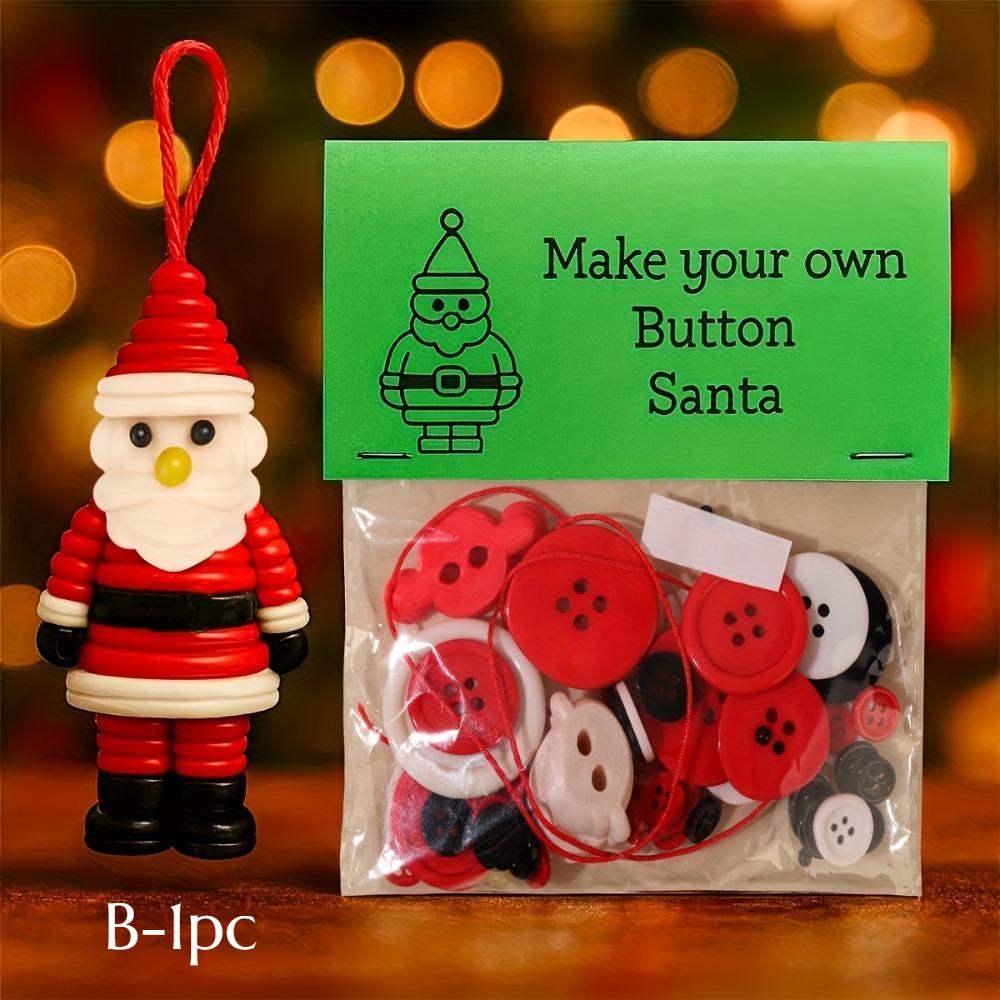 

Christmas Tree Ornament Kit Snowman Santa Craft No Glue Included Buttons Uses for Holiday Decor