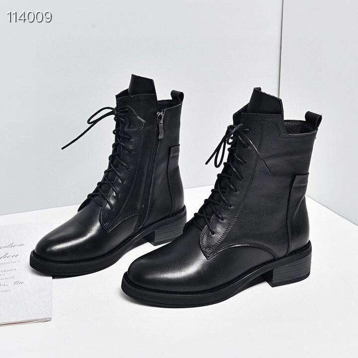 Balerini din piele naturală pentru femei - Piele de oaie, Vârf pătrat, Toc gros, Căptușiți cu pluș pentru iarnă, Piele moale pentru primăvară/toamnă.