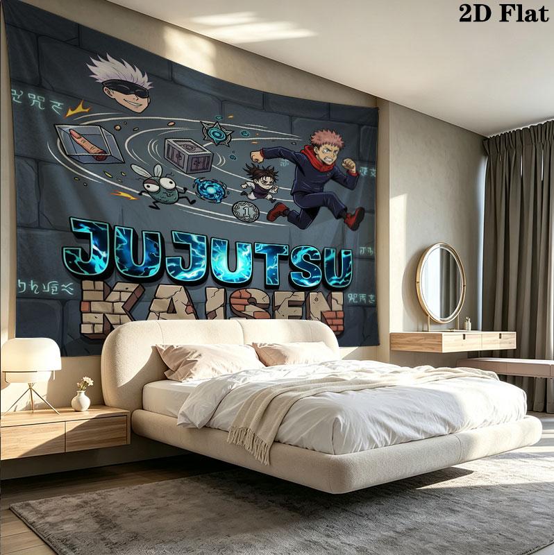 Arazzo da Parete Jujutsu Kaisen Appeso Estetico alla Parete Coperta in Tessuto Stampato Arazzi Decorativi per Camera da Letto Soggiorno Decorazione per la Casa