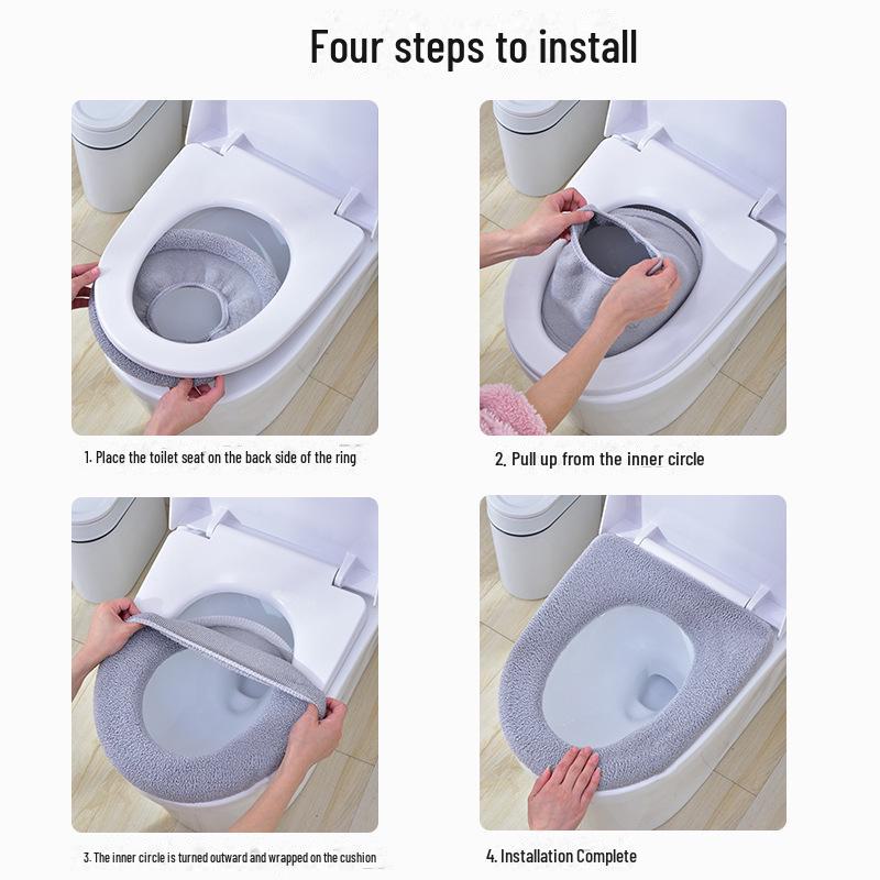Universal Washable Knitted Toilet Mat and Disposable Cover for All Seasons