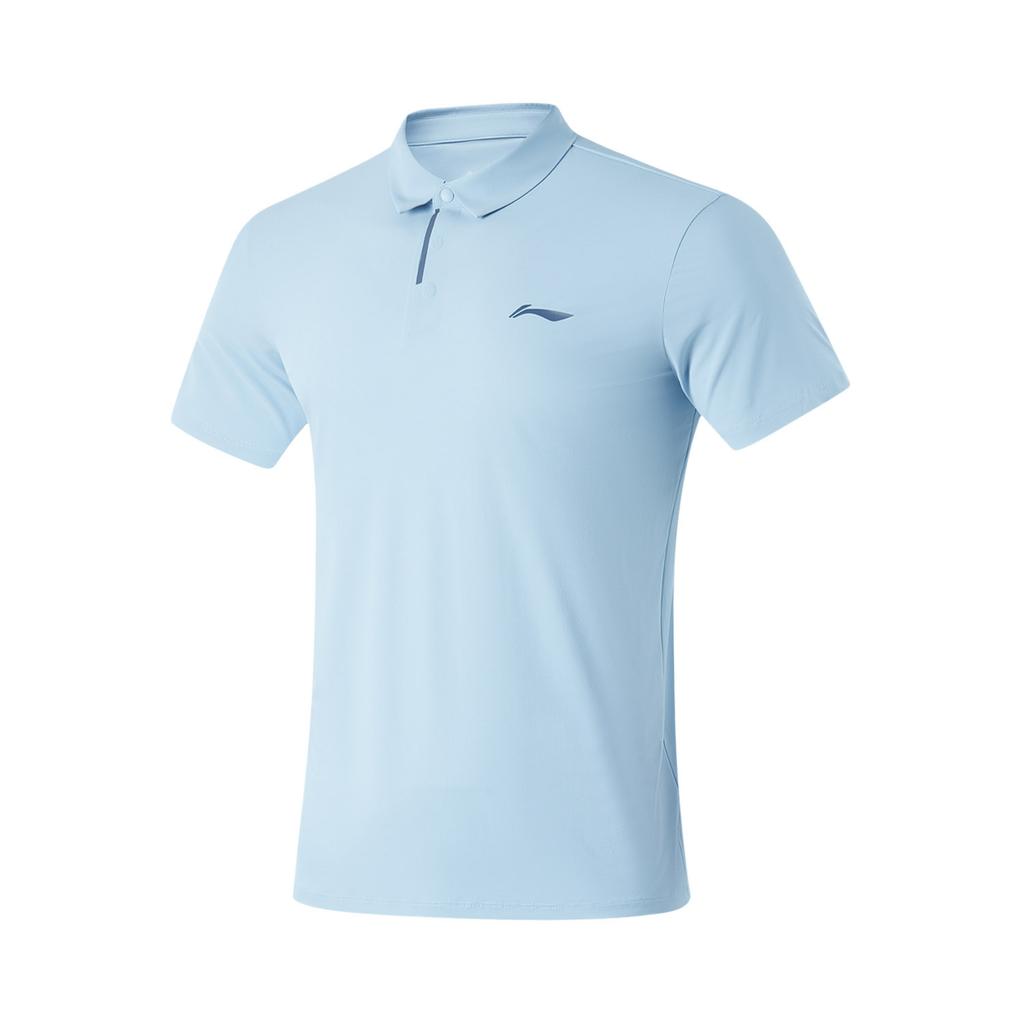 Li-Ning Solid Color Comfortable Breathable Versatile Short Sleeve Polo Shirt Men tops Light-Blue APLU747-3