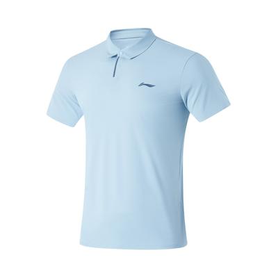Solid Color Comfortable Breathable Versatile Short Sleeve Polo Shirt Men Tops Light-Blue APLU747-3
