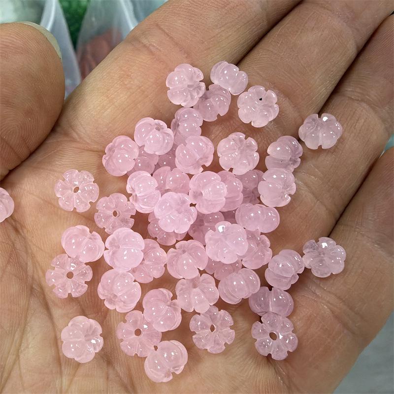 6mm Pink Jade Pumpkin Abacus Beads - Melon Spacer Beads for DIY Jewelry