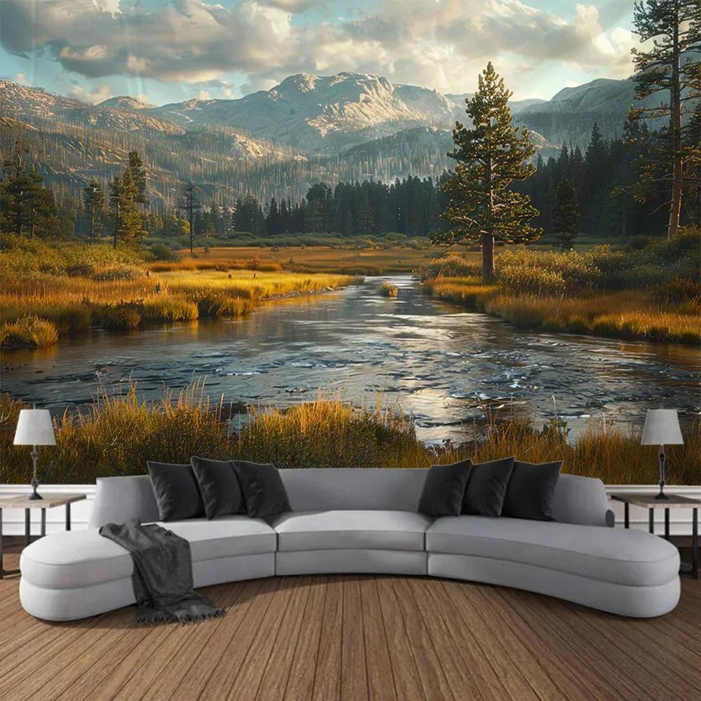 Mystischer Wald Wandteppich Tropischer Regenwald Landschaft Wandbehang Tuch Böhmischer Stil Wandmalerei Wohnzimmer Schlafzimmer Dekoration