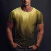 Men's Summer Gradient Print T-Shirt - Crew Neck, Short Sleeve, Athletic, Fitness-Friendly & Breathable