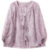 Sancai Women's New Chinese Style Embroidered V-Neck Loose Fit Shirt