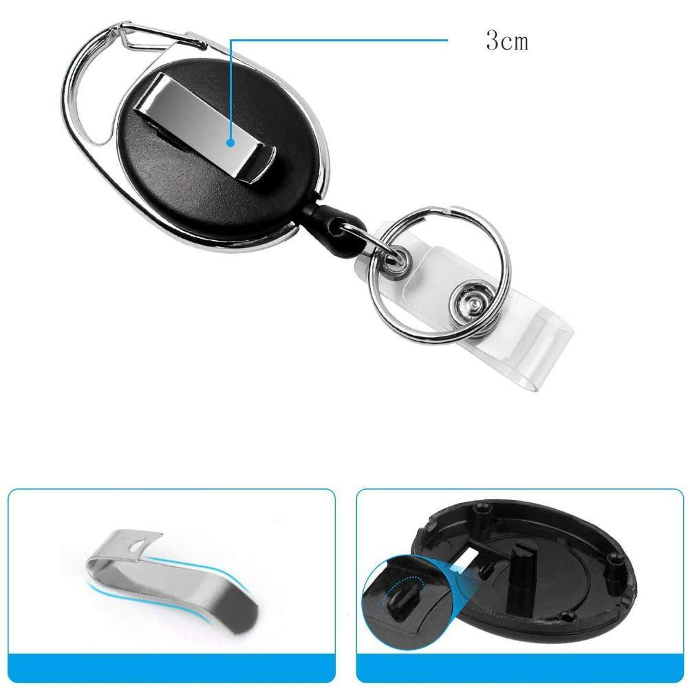 Black Retractable Key Chain Card Case PU Leather Name Card Badge Gift Badge Holder Hospital