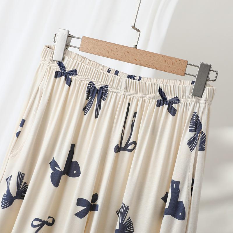 Modal Women's Printed Slimming Loose Fit Plus Size Casual Pants for Spring and Summer