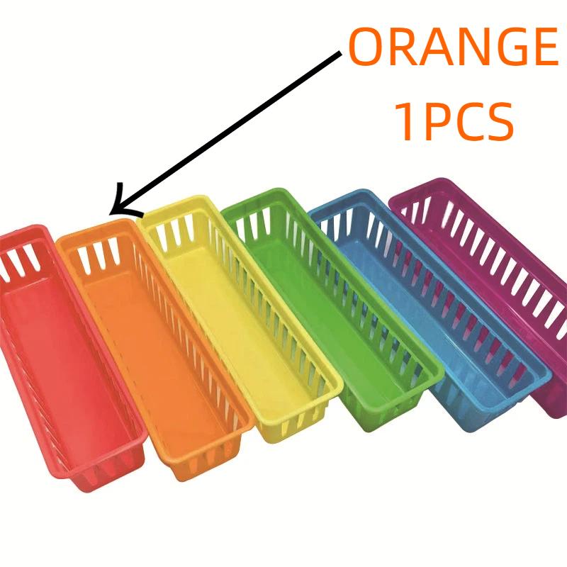Stackable Storage Tray Colorful Plastic Pencil Basket Classroom Organizer For Pencils Crayons Small Stationery Desk Organization