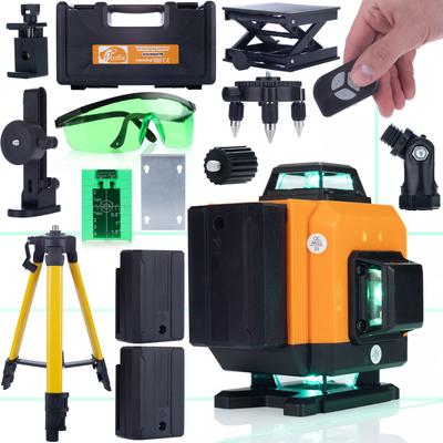 Laser-Wasserwaage Orange Tiger 16 Linien ROT16L – Hohe Genauigkeit | Set MAX PACK_L1 | Magnethalterung und Stativ