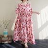 Kurzarm-Übergröße, Vintage-Kleid mit Blumenmuster, neu in Kleidern für Damen, lässig, locker, Maxi, lang, Sommerkleid