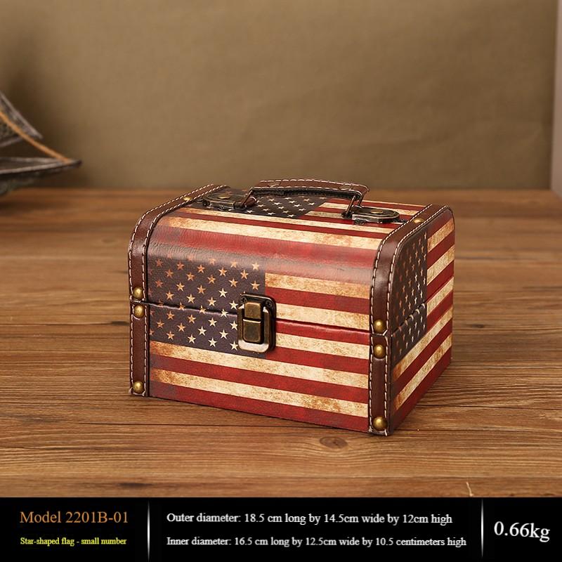 

Винтажная кожаная шкатулка для драгоценностей в европейском стиле, бежевый флаг, несколько винтажных коробок, старинная деревянная кожаная маленькая ручная косметичка 18x15x11cm