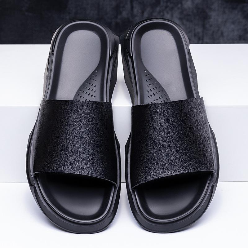 Fashion Brand Men Slippers Genuine Leather Luxury Fashion 2024 New Mens Flat Shoes Casual Non-Slip Summer Flip Flops for Men's Slippers