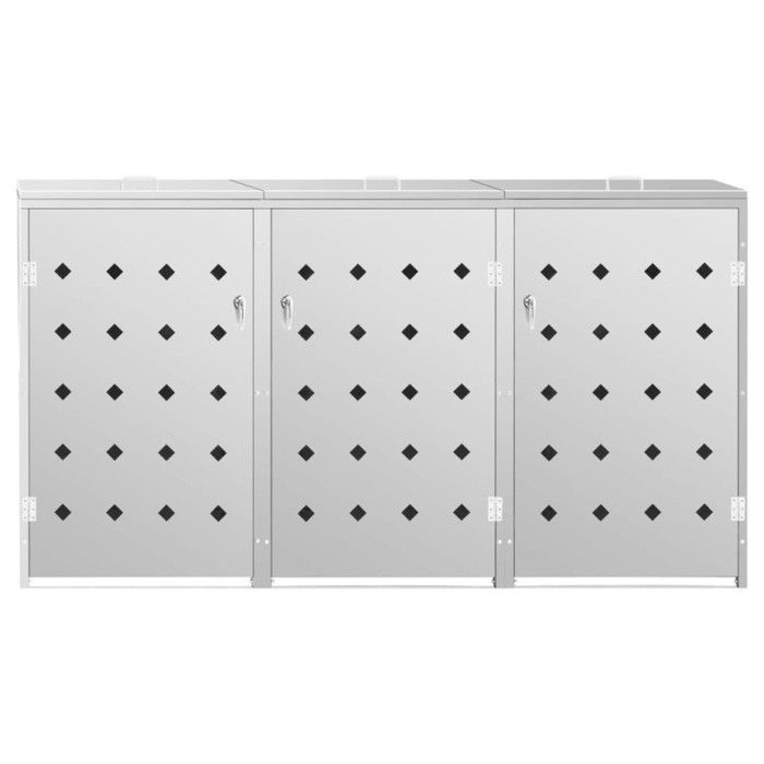Abri de poubelle triple sur roulettes 240 L Acier inoxydable