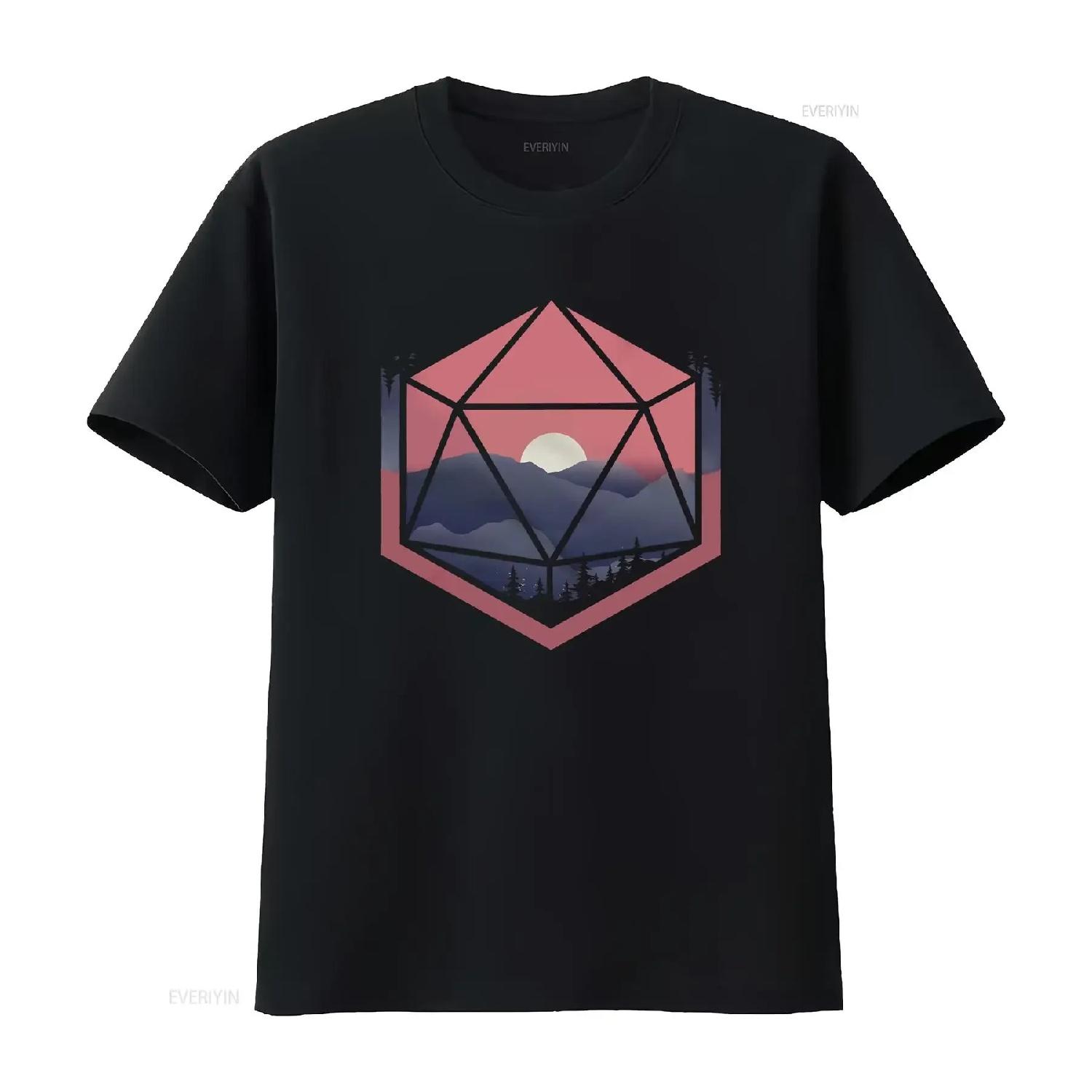 

Mountain D20 dnd T Shirt s for geeks Dungeon master dm Geeky vintage Washed Casual designer clothes Breathable Versatile homme S чёрный
