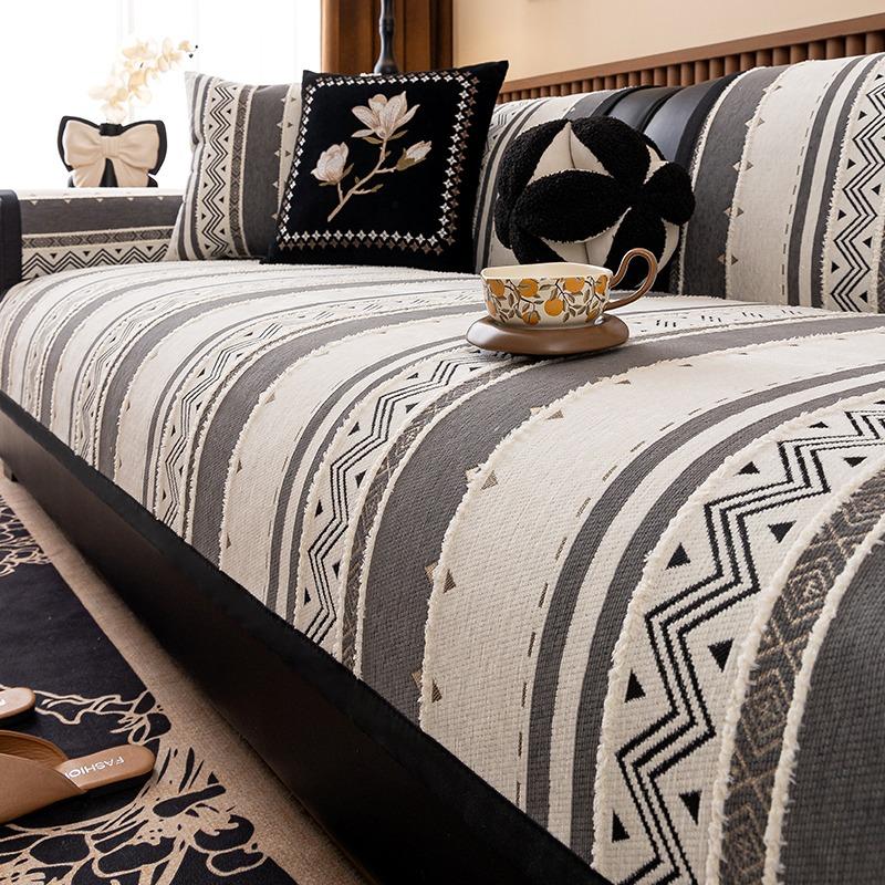 

1 шт. Богемный шениловый нескользящий чехол на подушку для дивана, всесезонное мягкое и удобное диванное полотенце, домашний декор, противоскользящий протектор для дивана 70*120cm светло-серый