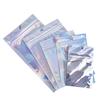 10Pcs Iridescent Zip Lock Pouches Cosmetic Plastic Laser Holographic Zipper Bags