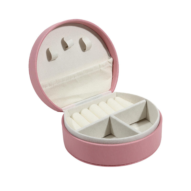 Portable Semi-Circular Small Travel Jewelry Case for Women Compact Top Handle Ring Necklace Earring Organizer Box